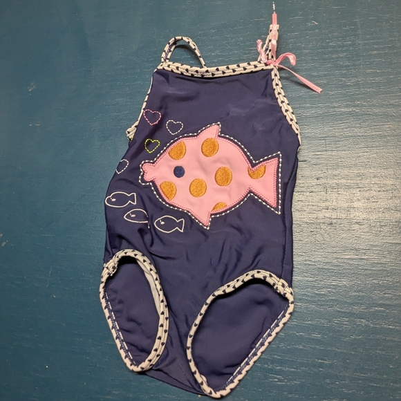 ct kidz Other - Kids Swimwear with Fish Design - Navy and Pinkfish & Hearts